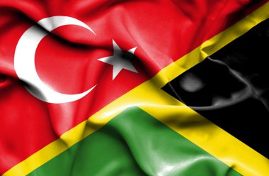 Jamaika ve Türk bayrağı sallayarak