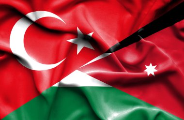 Ürdün ve Türkiye'nin bayrak sallayarak