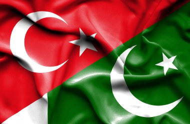 pakistan ve Türkiye'nin bayrak sallayarak