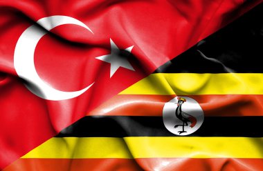 uganda ve Türk bayrağı sallayarak 