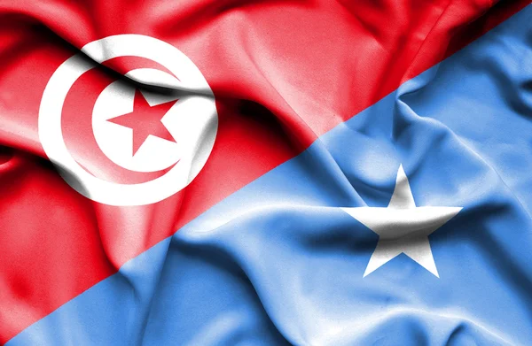 Waving flag of Somalia and Tunisia — Stock Photo, Image