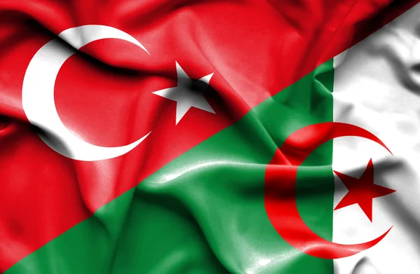 Розмахуючи прапором Алжиру і Туреччина — стокове фото