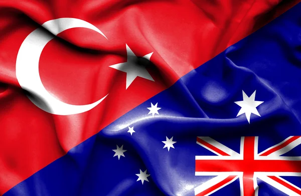 Waving flag of Australia and Turkey — Stock Photo, Image