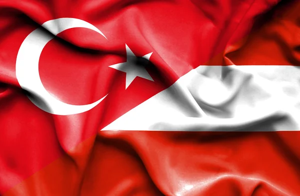 Viftande flagga Österrike och Turkiet — Stockfoto