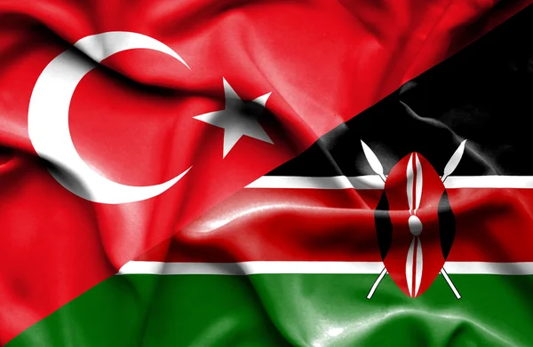 Kenya och Turkiet viftande flagga — Stockfoto