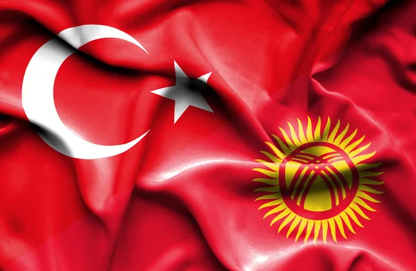 Drapeau du Kirghizistan et de la Turquie — Photo