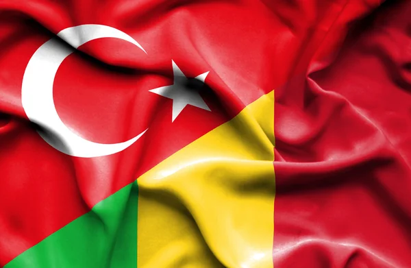 Mávání vlajkou mali a Turecko — Stock fotografie