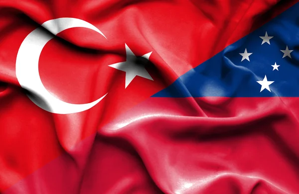 Samoa och Turkiet viftande flagga — Stockfoto