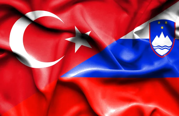 Bandeira da Eslovénia e da Turquia — Fotografia de Stock