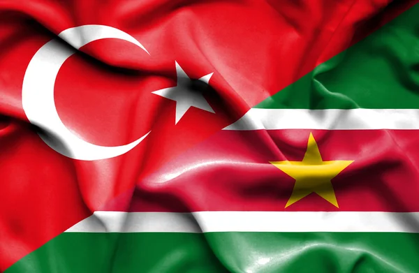 Drapeau du Suriname et de la Turquie — Photo