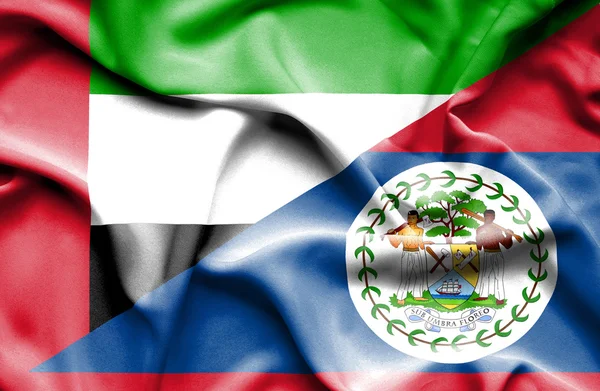 Bandeira de Belize e Emirados Árabes Unidos — Fotografia de Stock
