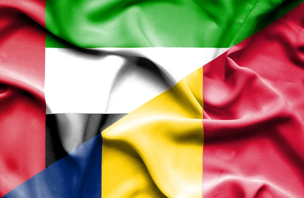 Waving flag of Chad and United Arab Emirates — Stock Photo, Image