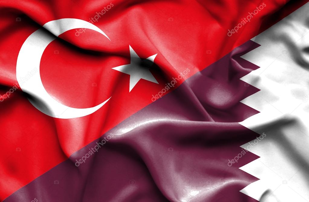 Waving flag of Qatar and Turkey — Stock Photo © Alexis84 75896305