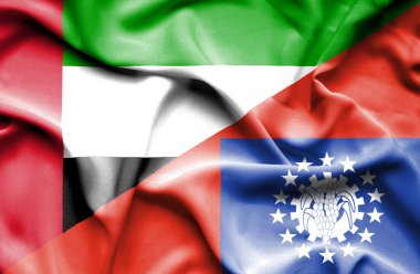 myanmar ve Birleşik Arap Emirlikleri bayrağı sallayarak