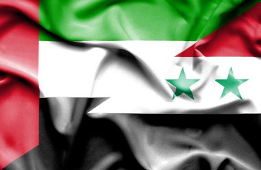 Suriye ve Birleşik Arap Emirlikleri bayrağı sallayarak