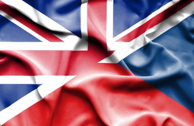 Çek Cumhuriyeti ve Büyük Britanya bayrağı sallayarak