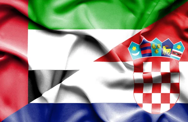 Waving flag of Croatia and United Arab Emirates — Stock Photo, Image