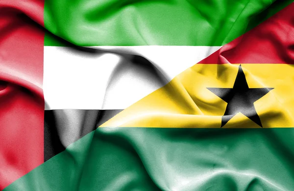 Bandera de Ghana y Emiratos Árabes Unidos — Foto de Stock