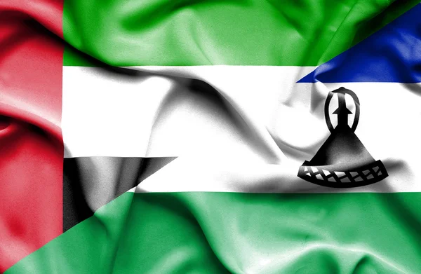 Viftande flagga lesotho och Förenade Arabemiraten — Stockfoto