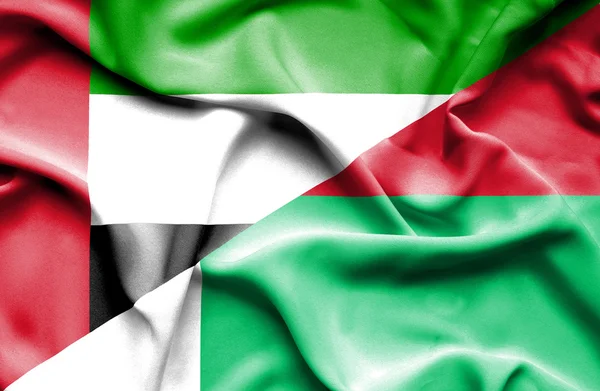 Drapeau de Madagascar et des Emirats Arabes Unis — Photo