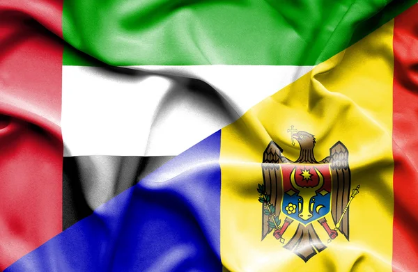 Bandeira da Moldávia e Emirados Árabes Unidos — Fotografia de Stock
