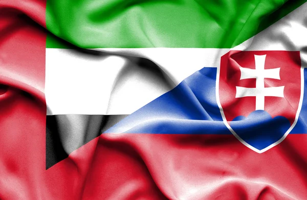 Bandera de Eslovaquia y Emiratos Árabes Unidos — Foto de Stock