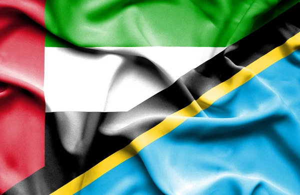 Drapeau de la Tanzanie et des Émirats arabes unis — Photo