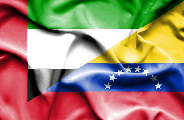 Viftande flagga venezuela och Förenade Arabemiraten — Stockfoto