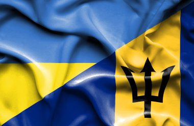 barbados ve Ukrayna bayrağı sallayarak