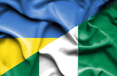 Waving flag of Nigeria and Ukraine