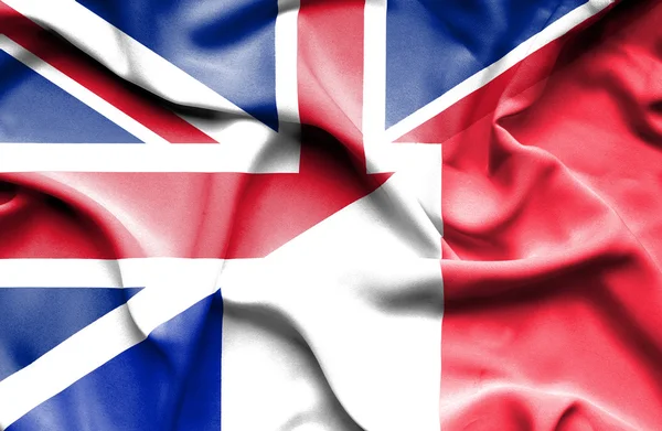 Waving flag of France and Great Britain — Stock Photo, Image