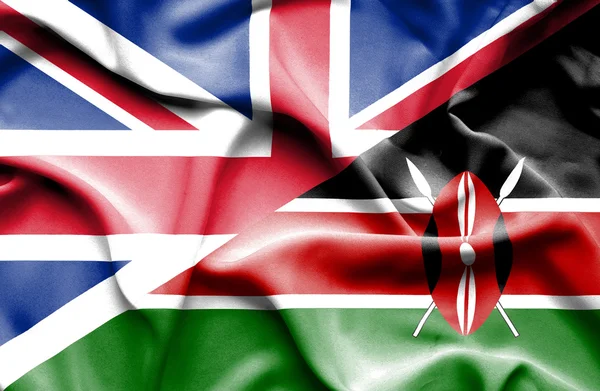 Waving flag of Kenya and Great Britain — Stock Photo, Image