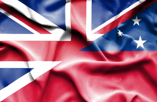 Waving flag of Samoa and Great Britain — Stockfoto