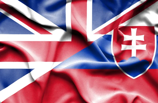 Flagge der Slowakei und Großbritanniens schwenken — Stockfoto