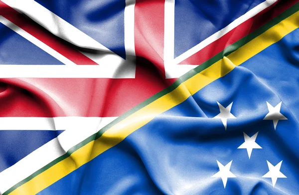 Bandeira das Ilhas Salomão e Grã-Bretanha — Fotografia de Stock