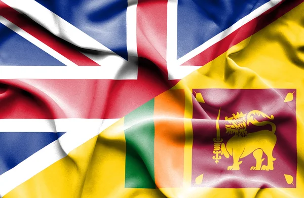 Waving flag of Sri Lanka and Great Britain — Stock Photo, Image