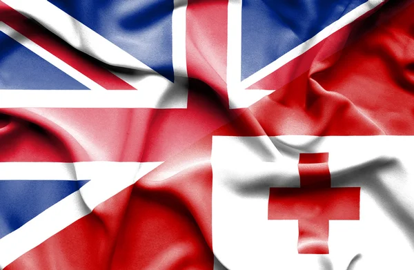 Drapeau ondulé des Tonga et de la Grande-Bretagne — Photo