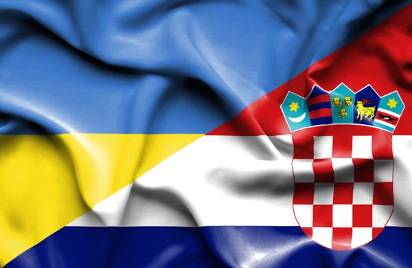 Waving flag of Croatia and Ukraine — Φωτογραφία Αρχείου