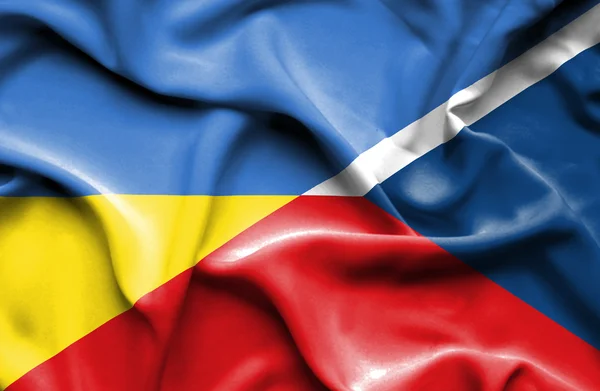 Waving flag of Czech Republic and Ukraine — 图库照片
