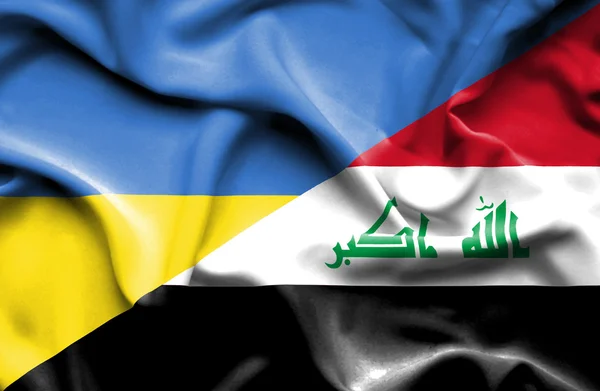 Waving flag of Iraq and Ukraine — Φωτογραφία Αρχείου