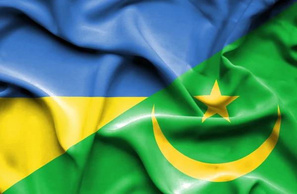 Bandeira da Mauritânia e da Ucrânia — Fotografia de Stock