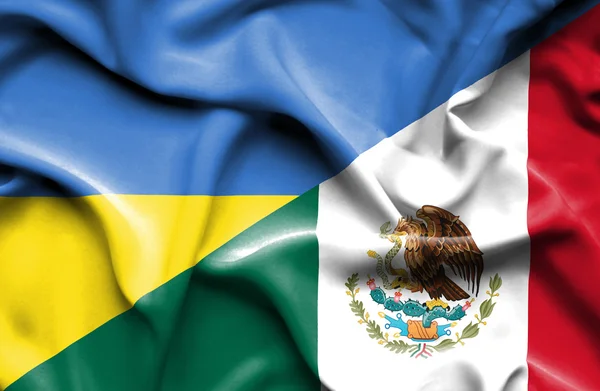 Ondeando la bandera de México y Ucrania —  Fotos de Stock