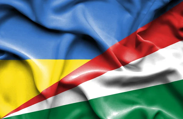 Bandeira acenando de Seychelles e Ucrânia — Fotografia de Stock