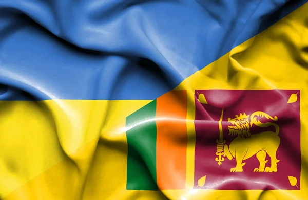 Waving flag of Sri Lanka and Ukraine — Stock Photo, Image