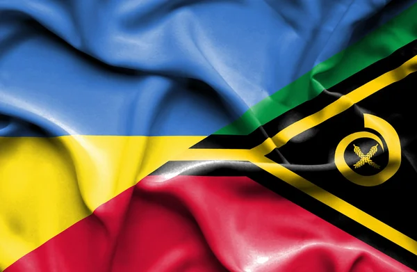 Ondeando la bandera de Vanuatu y Ucrania —  Fotos de Stock