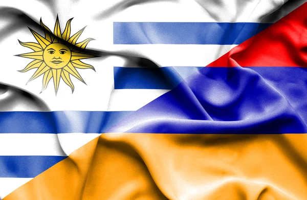 Bandera ondeante de Armenia y Uruguay —  Fotos de Stock