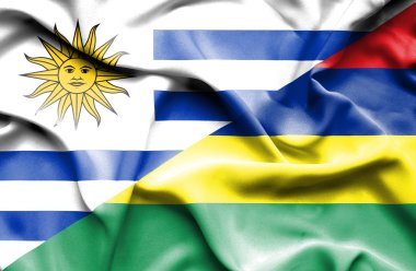 mauritius ve uruguay bayrağı sallayarak