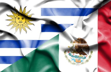 Meksika ve uruguay bayrağı sallayarak