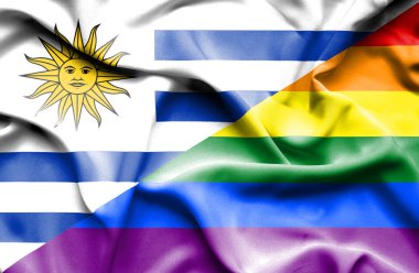 gurur ve uruguay bayrağı sallayarak