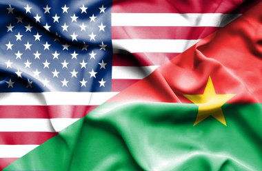 burkina faso ve ABD bayrağı sallayarak